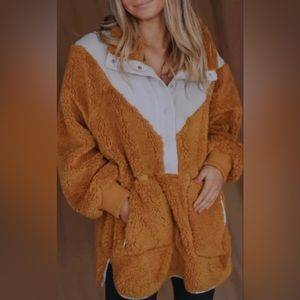 Free People Fall to Rise fleece quarter snap size S Mustard yellow